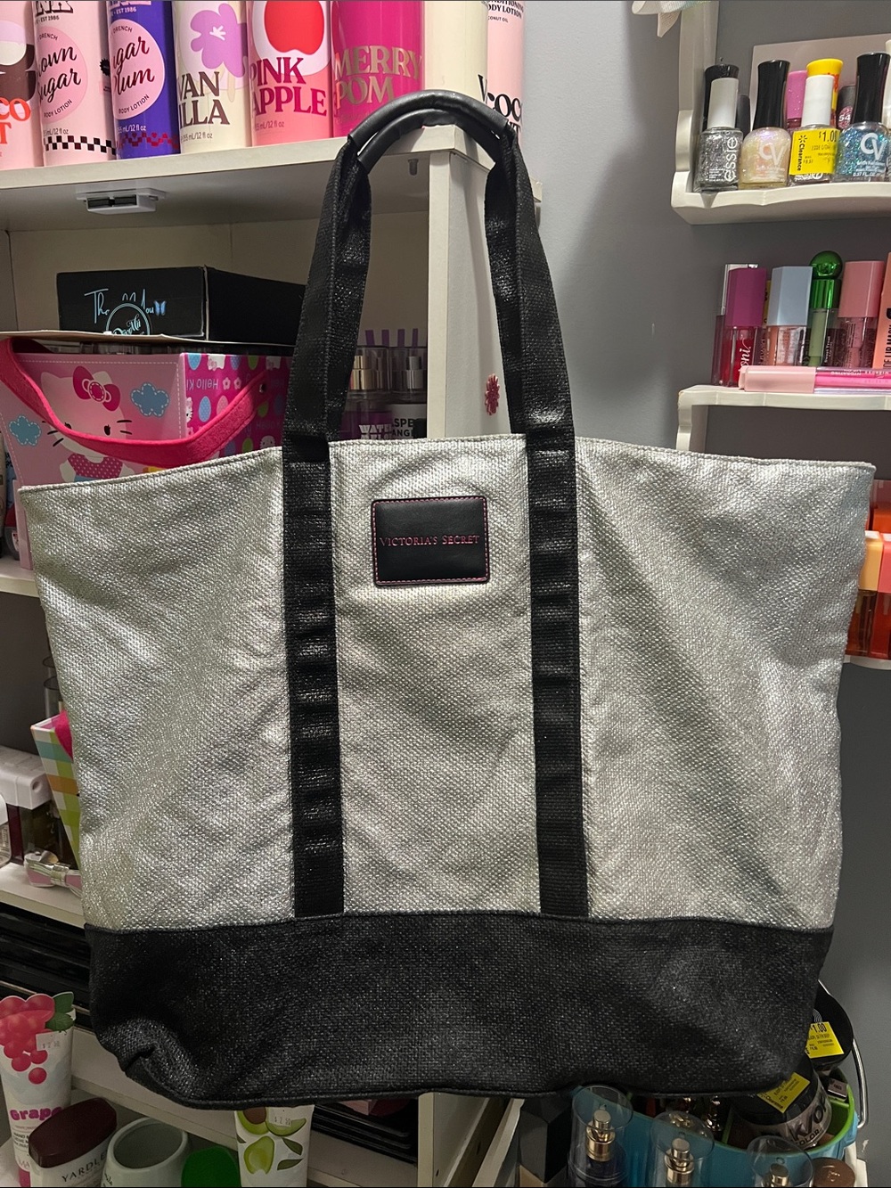Victoria's Secret Silver and Black Everyday Tote